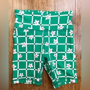 Hanna Andersson Girl spandex Bike Shorts size 6-7  120cm Green Floral. 1418